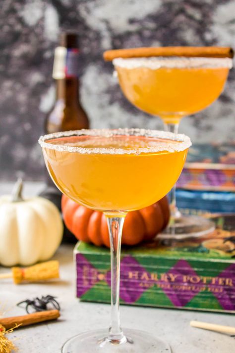 This Butterbeer Cocktail is a 4-ingredient drink that’s a fun, tasty twist on the iconic Butterbeer that every Harry Potter fan knows and loves! Made with apple cider, cream soda, butterscotch schnapps, and vodka. Butterscotch Vodka Recipe, Butterbeer Cocktail Recipe, Butterbeer Cocktail, Butterbeer Recipe Alcoholic, Butterscotch Cocktail, Alcoholic Butterbeer, Harry Potter Cocktails, Marshmallow Vodka, Harry Potter Drinks