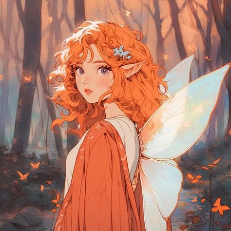 Redhead Fairy Art, Redhead Fairy, Ethereal Art, Dreamy Art, Fairy Art, Character Portraits, Art Plastique, Girl Drawing, Aesthetic Art