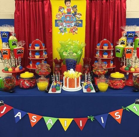 boys-paw-patrol-dessert-table Paw Patrol Dessert Table, Paw Patrol Birthday Party Ideas, Paw Patrol Party Decorations, 4de Verjaardag, Paw Patrol Birthday Theme, Paw Party, Patrol Party, Paw Patrol Birthday Party, Paw Patrol Party