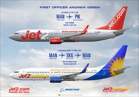 Jet2 and Jet2Holidays B737-800 Custom Airliner Profile Art Print. Jet2 Plane, Pilot Motivation, Jet2 Holidays, Gifts For Pilots, Airlines Logo, Profile Art, Airline Logo, Airplane Photography, Boeing 737