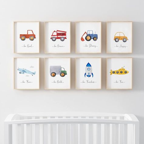 Pompom Prints® Watercolour Cars Children's Nursery Bedroom Wall Art Picture Prints + Inspirational Quotes Poster for Baby Boy | Set of 4 [Picture Frames NOT Included] (4 Prints, Set 1, A4) : Amazon.co.uk: Home & Kitchen Posters For Boys Room, Car Themed Nursery, Baby Boy Nursery Wall Art, Toddler Boy Room Decor, Cars Room, Nursery Wall Art Boy, Quotes Poster, Transportation Theme, Toddler Boys Room