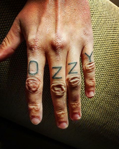 Ozzy Osbourne Tattoo, Ozzy Tattoo, Finger Tats, Tattoo And Piercings, Motley Crue, Ozzy Osbourne, Hand Tattoo, My Tattoos, Finger Tattoos