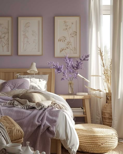 3 Interior Painting Design Color Schemes to Love • 333+ Art Images Purple Room Interior, Happy Colors For Bedroom, Bedroom Colors Aesthetic, Boho Bedroom Lavender, Room Colour Schemes Bedrooms, Lavender House Interior, Lavender Bedroom Decor Ideas, Living Room Design Color Palette, Lavender Master Bedrooms Decor