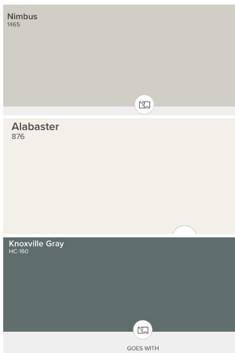 Kitchen cabinets: Upper Alabaster. Lower Knoxville Gray. Walls: Nimbus   These colors are gorgeous together Knoxville Gray Color Palette, Bm Knoxville Gray Cabinets, Gray Cabinet Kitchen Wall Color, Split Cabinet Colors, Kitchen Wall Colours With Grey Cabinets, Two Tone Kitchen Cabinets Color Combinations Colour Palettes, Bm Knoxville Gray, Kitchen With Gray Walls, Kitchen Cabinets Upper