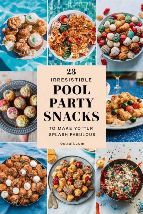 23 Irresistible Pool Party Snacks to Make Your Splash Fabulous By The Pool Snacks, Pool Party Foods For Adults, Pool Party Menu Ideas, Pool Party Food Ideas For Adults, Bruschetta Bites, Pool Party Snacks, Party Food For Adults, Pool Snacks, Pool Party Food