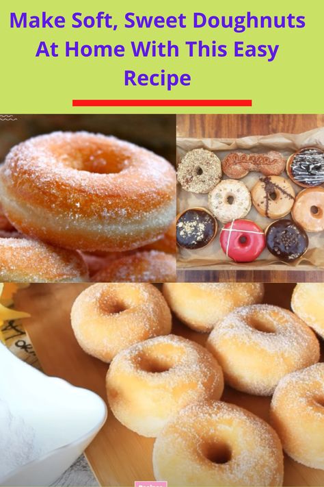 How To Make Homemade Donuts Recipes, Diy Doughnuts Recipes, How To Make Fluffy Donuts At Home, Yeast Doughnuts Recipe, Light Airy Donut Recipe, Easy At Home Snack Recipes, Making Doughnuts At Home, Diy Donuts Recipe Easy, How To Make Donuts At Home Easy Recipe