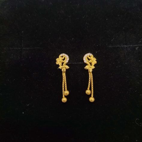 Buy Gold Gundu Drops 353 Online | Sri Pooja Jewellers - JewelFlix Simple Gold Bridal Earrings, Earings Design Gold New Model, Latest Gold Earrings Designs, Long Chain Earrings Gold, Payal Designs Silver, Big Earrings Gold, Stylish Jewelry Accessories, Latest Earrings Design, Latest Indian Jewellery