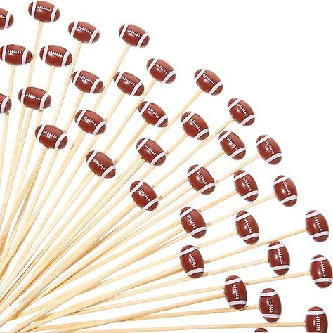 Football Sandwiches, Football Cupcake Toppers, Football Cupcake, Cocktail Skewers, Football Treats, Football Cupcakes, Football Picks, Football Decorations, Cocktail Picks