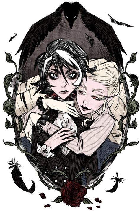 Nevermore Webtoon Fanart, Nevermore Fanart, Nevermore Webtoon, Sapphic Art, Annabel Lee, Novel Covers, Quoth The Raven, Ship Drawing, Art Folder