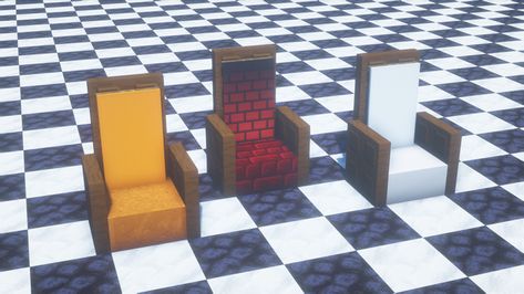 Some fancy chair designs : r/DetailCraft Chair Minecraft Design, Minecraft Thrown Chair, Minecraft Throne Chair Ideas, Minecraft Chair Designs, Minecraft Throne Ideas, Minecraft Chair Ideas, Minecraft Chair, Chair Minecraft, Minecraft Throne