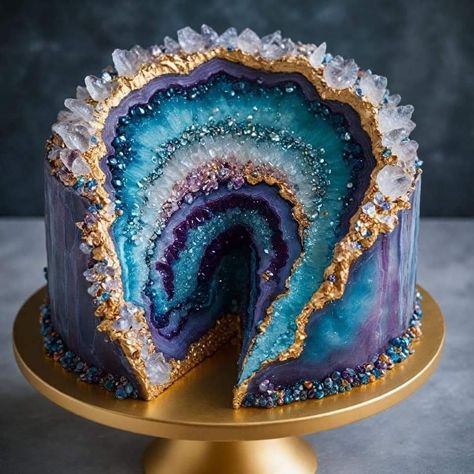 Planet Cake, Geode Cake, Purple Birthday, Awesome Cakes, Crazy Cakes, Pretty Birthday Cakes, Cool Birthday Cakes, Cute Birthday Cakes, Decorated Cakes