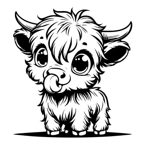 Highland Cow Tattoo, Chest Tattoo Ideas, Cow Coloring Pages, Cow Tattoo, Highland Cow Art, Cow Drawing, Chest Hair, Free Svgs, Adult Coloring Designs