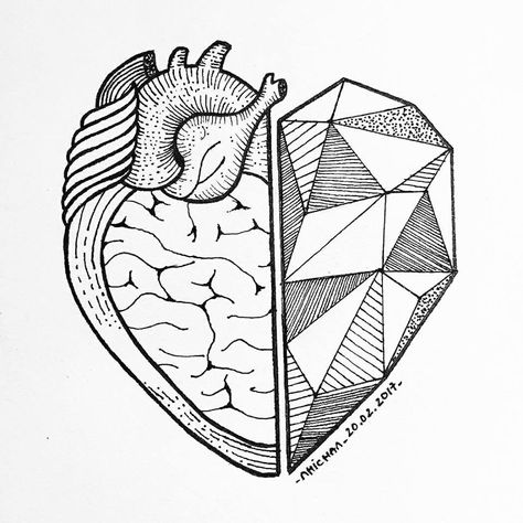 Brain inside heart and stoned a half.  Sketch by me. Half Heart Drawing, Brain Tattoos, Drawing Heart, Brain Drawing, Brain Tattoo, Heart And Brain, Half Heart, Heart Vector, Linocut Printmaking