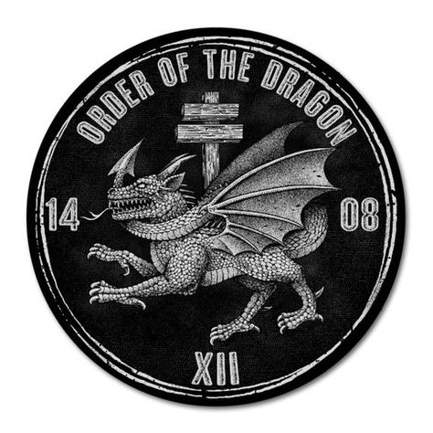 Order of the Dragon Decal Order Of The Dragon, Medieval Drawings, Vlad The Impaler, Military Orders, Writing Fantasy, Collage Board, Horror Tattoo, Warriors Shirt, Patriotic Outfit