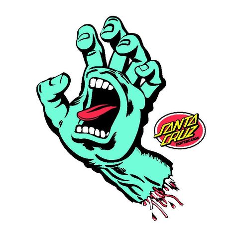 Santa Cruz Hand, Santa Cruz Screaming Hand, Santa Cruz Logo, Screaming Hand, Skateboard Logo, Old School Skateboards, Skate Stickers, Santa Cruz Skateboards, Skate And Destroy