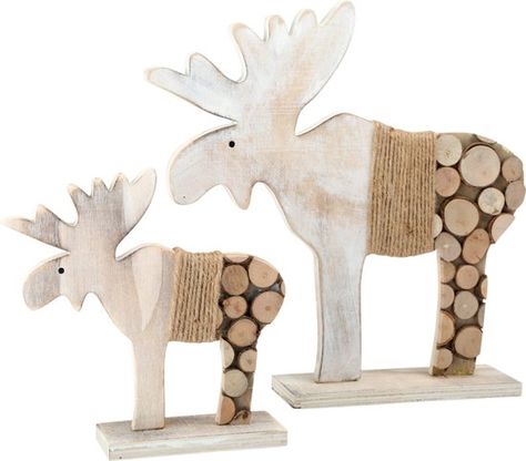 Houten Rendieren decoratie van boomschijven Moose Silhouette, Baby Trolley, Tree Slices, Fire Pit Designs, Orange Boxes, Calming Colors, Scroll Saw, Wooden Toys, Moose