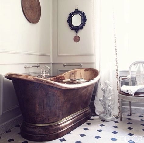 French Manor House, Unique Bathrooms, French Country Bathroom, Copper Bath, Copper Tub, Copper Bathtubs, Bathroom Gallery, Bad Inspiration, Rustic Bathroom Decor