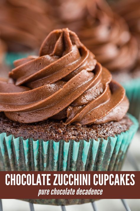 Chocolate Zucchini Cupcakes, Zucchini Cupcakes, Garden Zucchini, Milk Chocolate Frosting, Chocolate Decadence, Recipe Zucchini, Best Chocolate Cupcakes, Homemade Snickers, Cupcakes Recipes