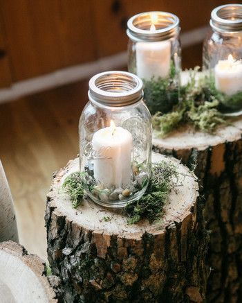 Bring nature in with these simple and charming mason jar centerpieces. #weddingwire #masonjars #rusticwedding Mason Jar Tea Lights, Mason Jar Ideas, Wedding Jars, Mason Jar Candle Holders, Mason Jar Projects, George Mason, Jar Candle Holder, Mason Jar Flowers, Jar Ideas