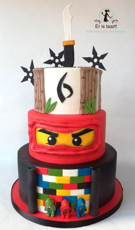 Ninja Themed Birthday Party, Cake Lego, Ninjago Cake, Ninja Cake, Lego Ninjago Party, Lego Ninjago Birthday, Ninjago Cakes, Ninjago Birthday Party, Lego Birthday Cake