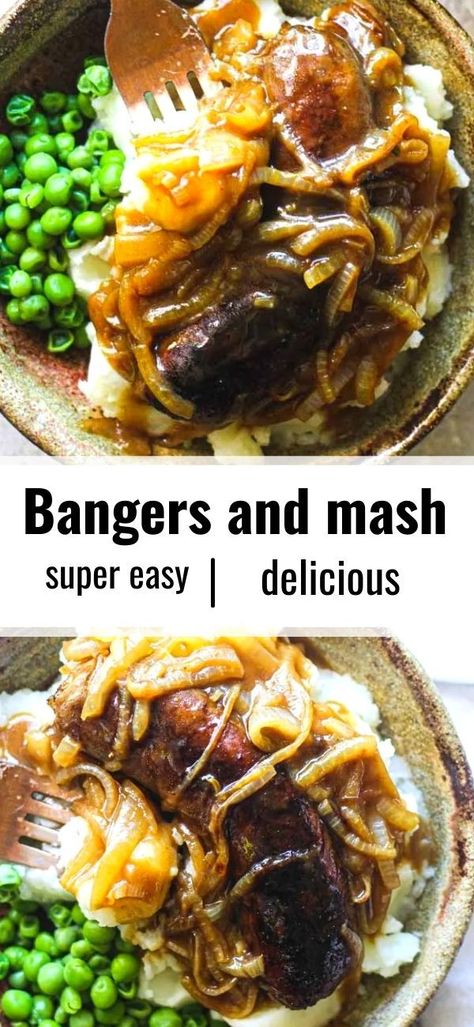 English Bangers Recipe, Bangers And Mash Recipe Irish, Bangers Recipe, Bangers And Mash Recipe, English Dishes, Irish Recipes Authentic, Irish Cuisine, Mash Recipe, Bangers And Mash