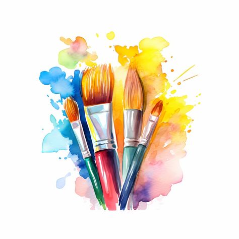 Paint Brushes Clipart, Painting Supplies Images, 10 Watercolor Clip Art, Printable Jpgs, Instant Download, Commercial Use, Paper Craft - Etsy Nigeria Art Pallet Drawing, Art Supplies Illustration, Best Procreate Brushes, Social Medi, Watercolor Clip Art, Unique Watercolor, Watercolor Palette, Watercolor Illustrations, Jpg Images