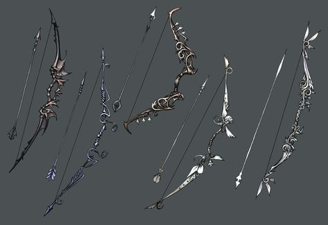 bow designs by Wen-M on DeviantArt Bows And Arrows, Bow Designs, Arrow Drawing, Fancy Bows, Archery Bows, Fantasy Drawings, Bow And Arrow, Cool Swords, Bow Arrows