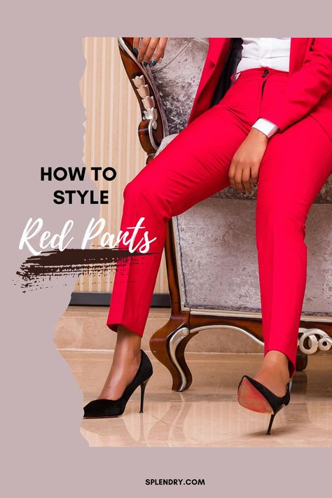 Red Trousers Outfit, Red Jeans Outfit, Ankle Pants Outfit, New Outfit Ideas, Office Dress Code, Red Trousers, Red Jeans, Preppy Look, Red Pants