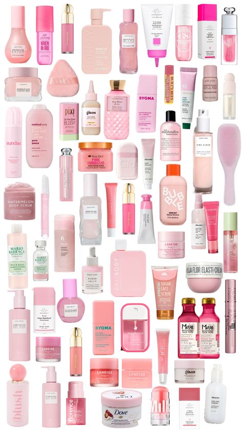 Pink skincare products 💗🌸👚🐽🎀🐷🌷💝💐🩰🦩👙💄💕 Pink Skincare, Preppy Makeup, Skin Care Routine Order, Makeup Bag Essentials, Sephora Skin Care, Skincare Inspiration, Pink Lifestyle, Pink Pilates, Skin Care Collection