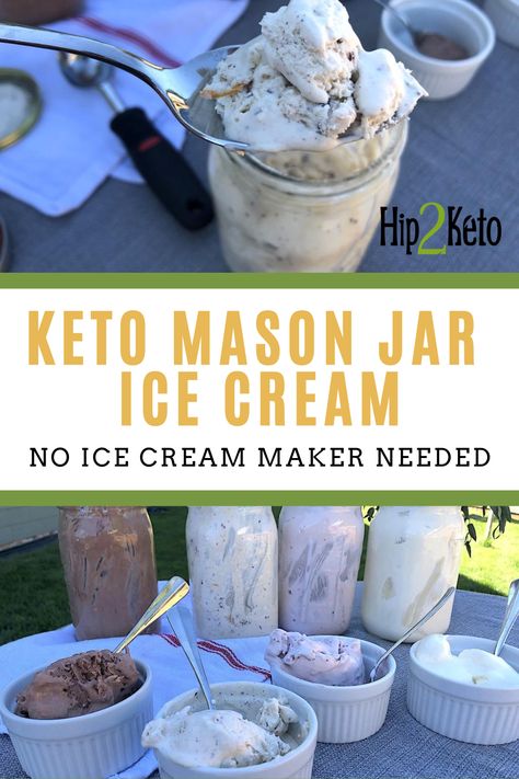 Here is a keto dessert recipe that is made with just 3 ingredients. Our homemade mason jar ice cream does not require an ice cream maker. There are different flavor options for a refreshing summer treat. Ice Cream Mason Jars, Mason Jar Ice Cream Recipe, Mason Jar Ice Cream, Jar Ice Cream, Quick Keto Dessert, Keto Friendly Ice Cream, Craving Ice Cream, No Carb Food List, Easy Ice Cream Recipe