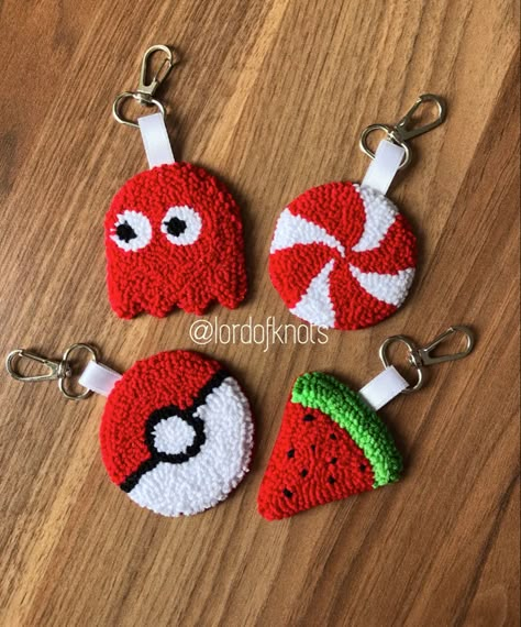 #punch #punchneedle #punchneedleembroidery #keychain #punchneedlekeychain #pokemon #candy #watermelon #pokeball #pacman Watermelon Punch Needle, Needle Punch Keychain, Punch Needle Keychain Tutorial, Pokemon Punch Needle, Punch Needle Keychain, Pokemon Candy, Punch Needle Ideas, Easy Flower Drawings, Punch Needling