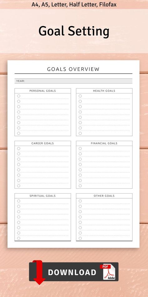 Goal Planner Printable Free, Goal Planner Free, Goal Planning Worksheet, Organisation Ideas Planners, Life Goal Planner, Smart Goals Worksheet, Smart Goals Template, Goals Printable, Goal Planner Printable