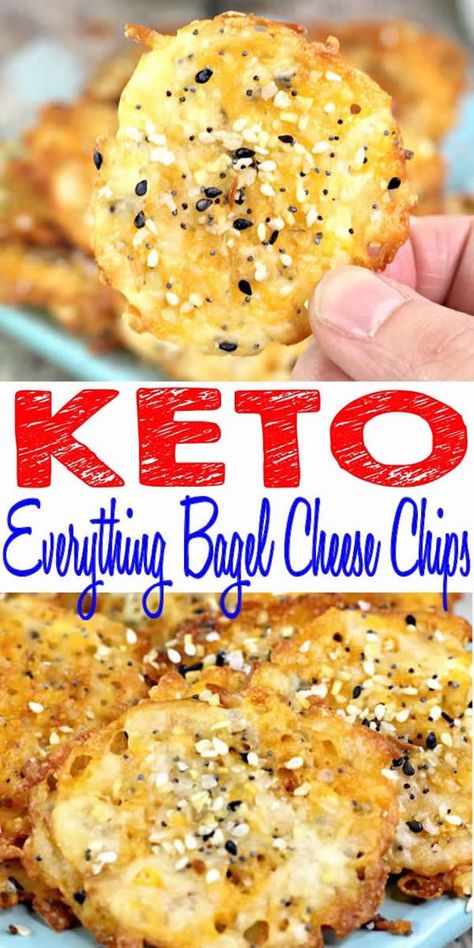 Keto Chips - BEST Low Carb Everything Bagel Cheese Chip Recipe {Easy - Homemade}! Fire up your ovens for these keto cheese chips that are so tasty & delicious. Quick keto cheese chips low carb recipes. Perfect keto cheese chips snacks to eat by themselves or dip in your favorite keto friendly ranch dressing, salsa or dipping sauce.Cheese treats: mozzarella, Parmesan, cheddar topped w/ everything bagel seasoning. Gluten free No coconut flour or almond flour. Click to see this favorite keto snack Keto Everything, Keto Cheese Chips, Ketogenic Meals, Keto Chips, Keto Noodles, Chip Recipe, Chips Snacks, Keto Appetizers, Keto Kitchen