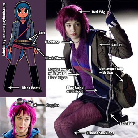 Ramona Flowers costume guide! Love all the layers! And the colored hair Ramona Flowers Hair, Ramona Scott Pilgrim, Laurence Anyways, Pilgrim Costume, Outfit Couple, Bryan Lee O Malley, Scott Pilgrim Vs The World, Scott Pilgrim Comic, Layered Outfit