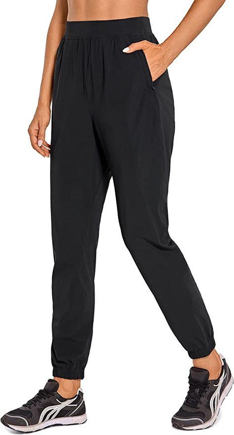 Amazon.com: CRZ YOGA Women's Running Workout Joggers: 28'' Drawstring Quick Dry Outdoor Athletic Lightweight Hiking Pants with Pockets Black XX-Small : Clothing, Shoes & Jewelry Joggers For Work, Workout Joggers, Running Trousers, Hiking Pants Women, Crz Yoga, Tapered Joggers, Fitted Joggers, Womens Running, Pants With Pockets