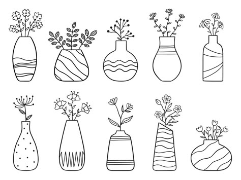 Potted Plant Line Drawing, Potted Plants Drawing Simple, Vase Doodle Art, Small Plant Drawing Simple, Drawing On Vase Ideas, Plant Pot Tattoo Simple, Plant Vase Drawing, Flowers Drawing In A Vase, Vase Illustration Drawing