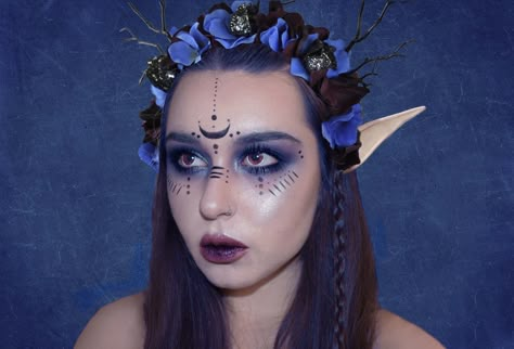 Blue Elf Makeup, Fantasy Elf Makeup, Wood Elf Makeup, Mipha Cosplay, Dark Elf Makeup, Pagan Party, Elven Makeup, Sun Cosplay, Dark Fairy Makeup