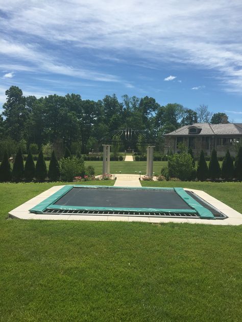 Trampoline In Backyard, Built In Trampoline, Backyard Trampoline, Landscaping Supplies, Spring Landscape, Landscape Materials, Backyard Ideas, House Inspo, The Kids