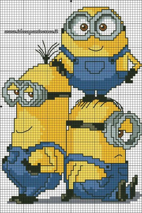 I Should Just Stay Home Minion Crochet Patterns, Minion Pattern, Modele Pixel Art, Minion Crochet, Disney Cross Stitch Patterns, A Minion, Cross Stitch For Kids, Pola Kristik, Stitch Cartoon