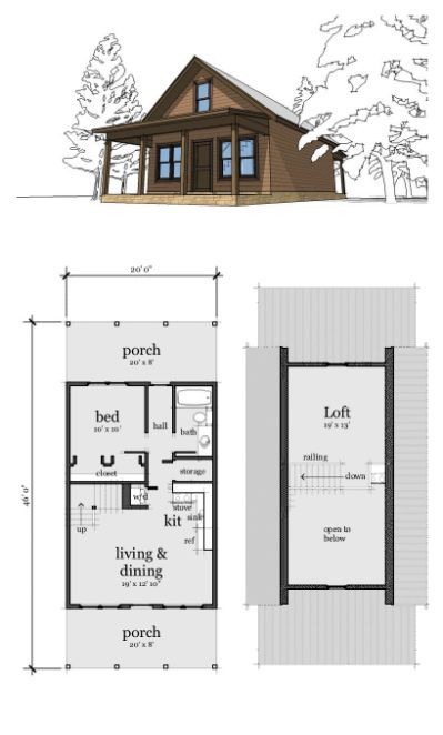 Log Home Floor Plans Cabin Kits Cabin With Loft, Cabin Plans With Loft, Small Cabin Plans, House Plan With Loft, Cabin Floor, 2 Bedroom House Plans, Cabin Floor Plans, Cabin House Plans, Cottage Plan