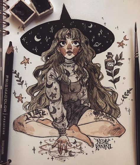 Are you satisfied with your Inktobers so far? I feel happy with my progress on how I’m drawing mine right now 🌙✨ #neimytober #pinupinktober… Witchy Sketch Ideas, Witchtober Art, Witchy Drawings, Sketchbook Aesthetic, I Feel Happy, Inktober Art, Witch Drawing, Art Sketches Doodles, Art Sketches Pencil