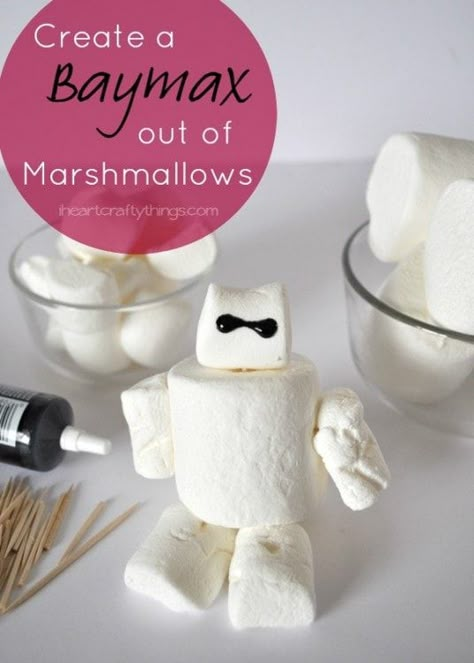 Marshmallow Activities, Hero 6 Movie, Stick Puppet, Disney Crafts For Kids, Disney Big Hero 6, Movie Night For Kids, Marshmallow Crafts, Disney Camping, Disney Activities