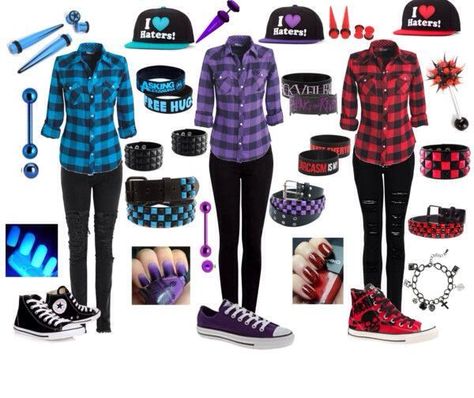 Blue Outfit Combination, Purple And Blue Outfit, Cute Emo Outfits, Emo Clothes, Emo Aesthetic, Scene Outfits, Teenage Outfits, Best Friend Outfits, Bff Outfits