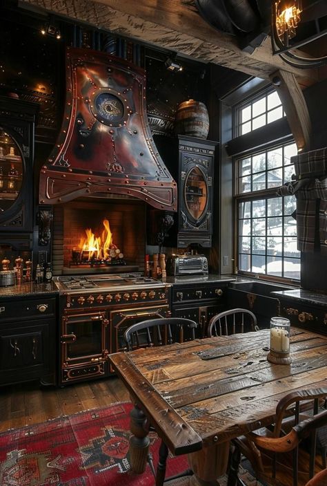 Steampunk Interior Design, Steampunk Bedroom, Steampunk Interior, Old World Home, Log Cabin Ideas, Home Bar Rooms, Dream Closet Design, Futuristic Home, Dream Kitchens Design