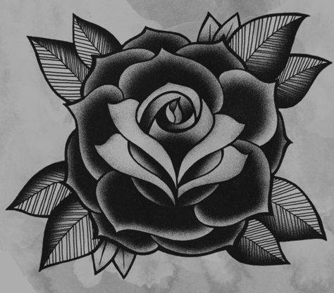 old school traditional rose tattoo Old School Rose, Rose Tattoo Stencil, Tato Tradisional, Kunst Tattoos, Tattoo Old School, Black Rose Tattoos, Traditional Roses, Desain Quilling, Tattoos Geometric