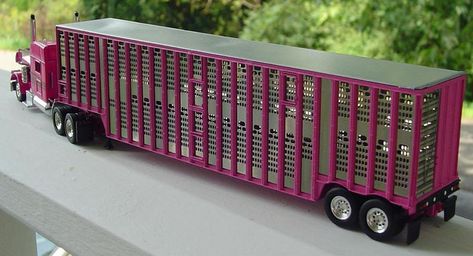 Peterbilt 389 & 50' Barrett Livestock Trailer Livestock Trailers, Diecast Trucks, Peterbilt 389, Custom Hot Wheels, Farm Toys, Peterbilt Trucks, Big Rig Trucks, Tractor Trailers, Big Rig