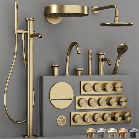 GESSI ORIGINI Bathroom faucet set 2 Gessi Bathroom, Copper Faucet, Zen Bathroom, Chrome Bathroom, Showroom Design, Shower Taps, Shower Systems, Bathroom Faucet, Shower Room