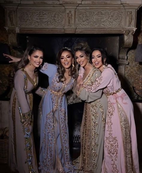 Arab Bridesmaid Dresses, Middle Eastern Dresses Traditional, Moroccan Bridesmaid Dresses, Kaftan Wedding Dress Morocco, Middle Eastern Dresses, Middle Eastern Princess, Traditional Moroccan Wedding, Kaftan Wedding Dress, Moroccan Wedding Dress