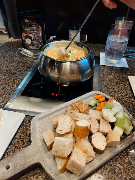 Melting Pot Aesthetic, Fondue Aesthetic, Pot Aesthetic, Swiss Fondue, Swiss Food, Fondue Night, The Melting Pot, 24th Birthday, Birthday Dates