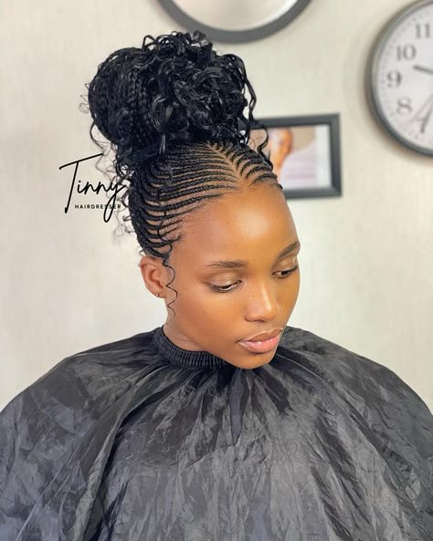 𝗧𝗿𝗶𝗯𝗮𝗹 𝗯𝗿𝗮𝗶𝗱𝘀____😍❤️ (cornrows in the front with knotless braids at the back) #myhandworks | Instagram Feed In Braids Cornrows Straight Back, Vacay Braids, High Ponytail Cornrows, Fire Hairstyles, Straight Up Hairstyles, Latest Hair Braids, Vacation Hair, Cornrows Natural Hair, Cornrows Braids For Black Women